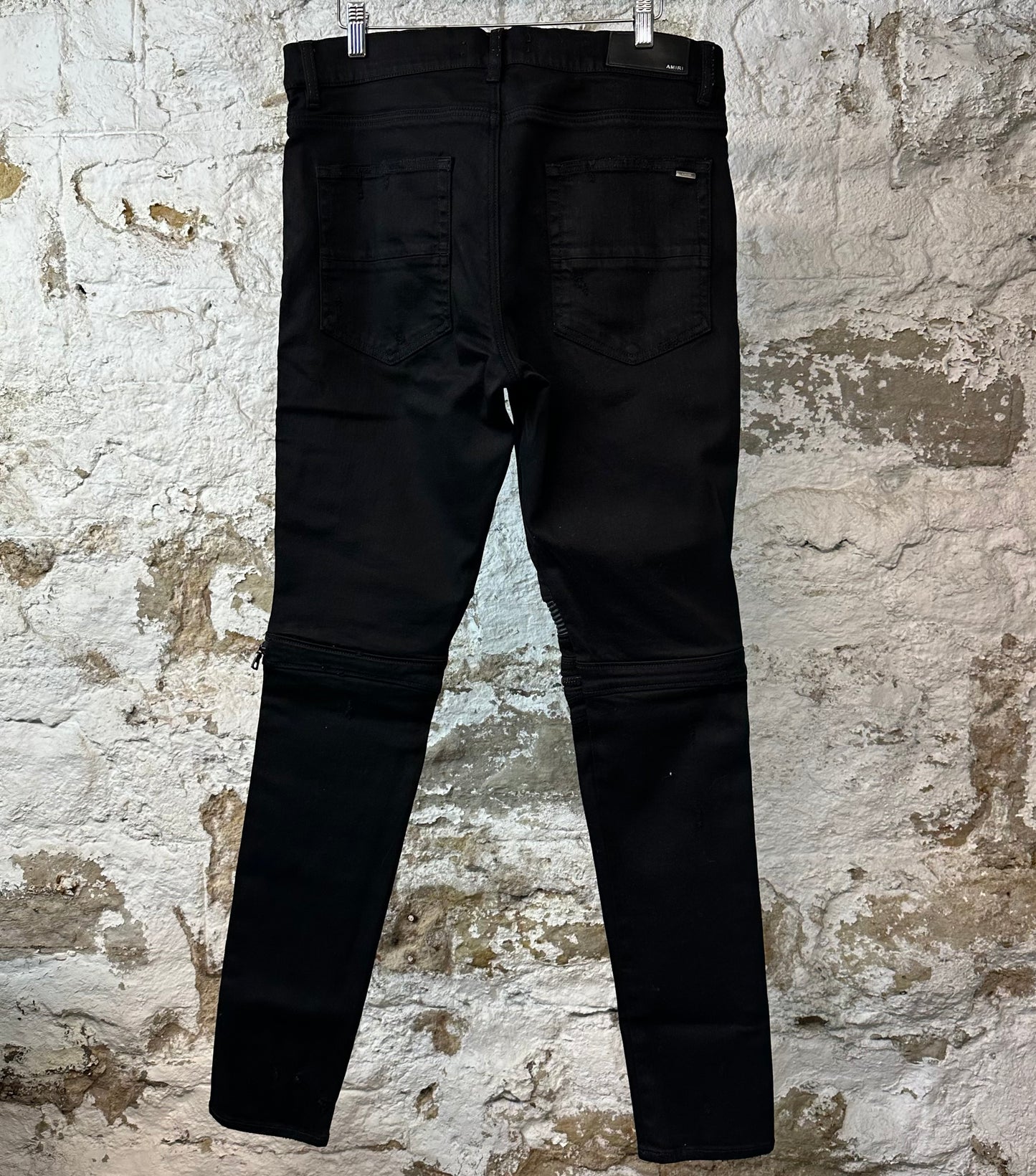 Amiri MX2 Black Patch Black Denim Jeans Sz 34