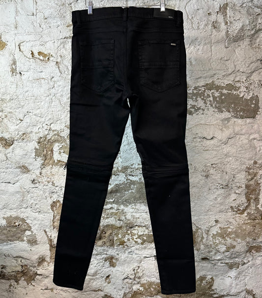 Amiri MX2 Black Patch Black Denim Jeans Sz 34