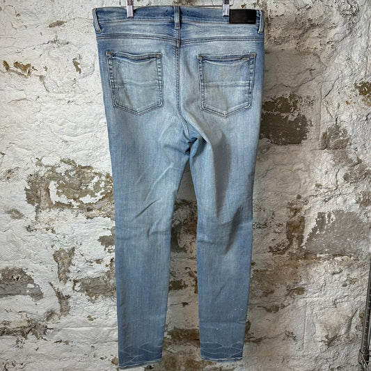 Amiri White Bone Patches Blue Denim Jeans Sz 38