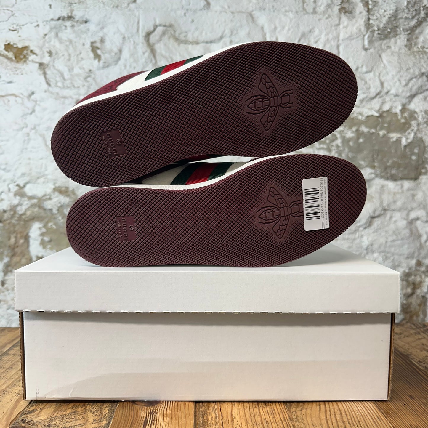 Gucci Screener GG Monogram Maroon White Sneaker Sz 8.5