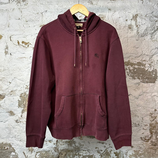 Burberry Small Logo Zip Up Hoodie Maroon Sz XXL (L)