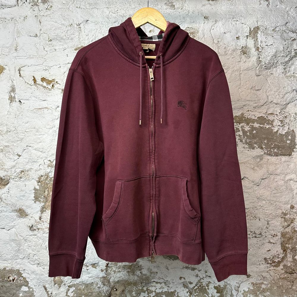 Burberry Small Logo Zip Up Hoodie Maroon Sz XXL (L)
