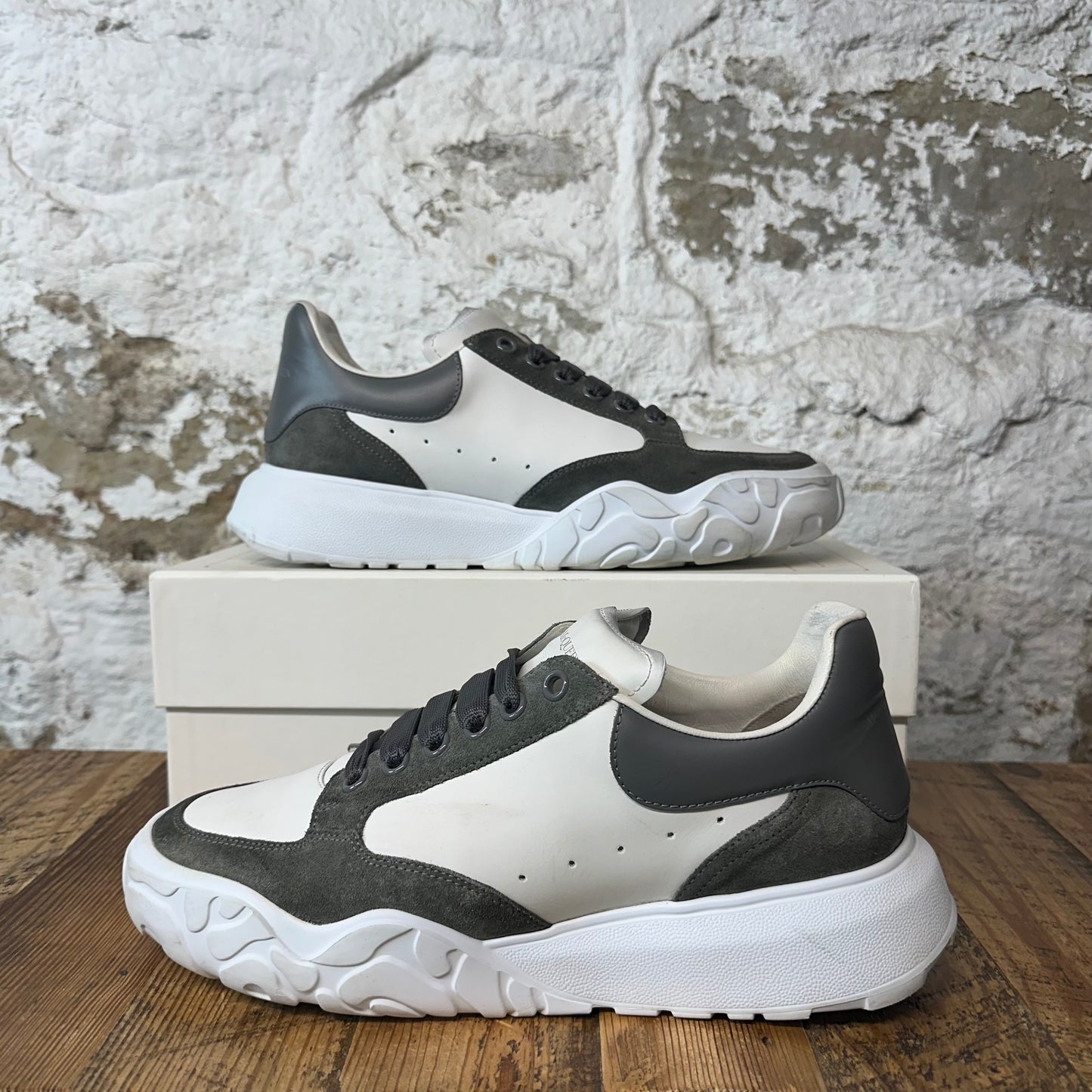 Alexander Mcqueen Gray Tab Nappa Joey White Sneaker Sz 10 (43)