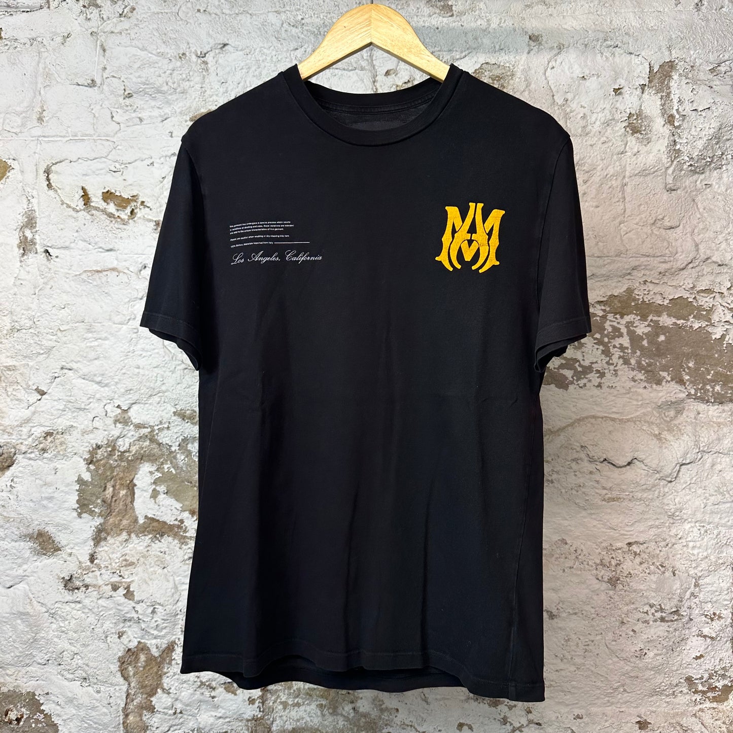 Amiri Yellow AM T-shirt Black Sz S
