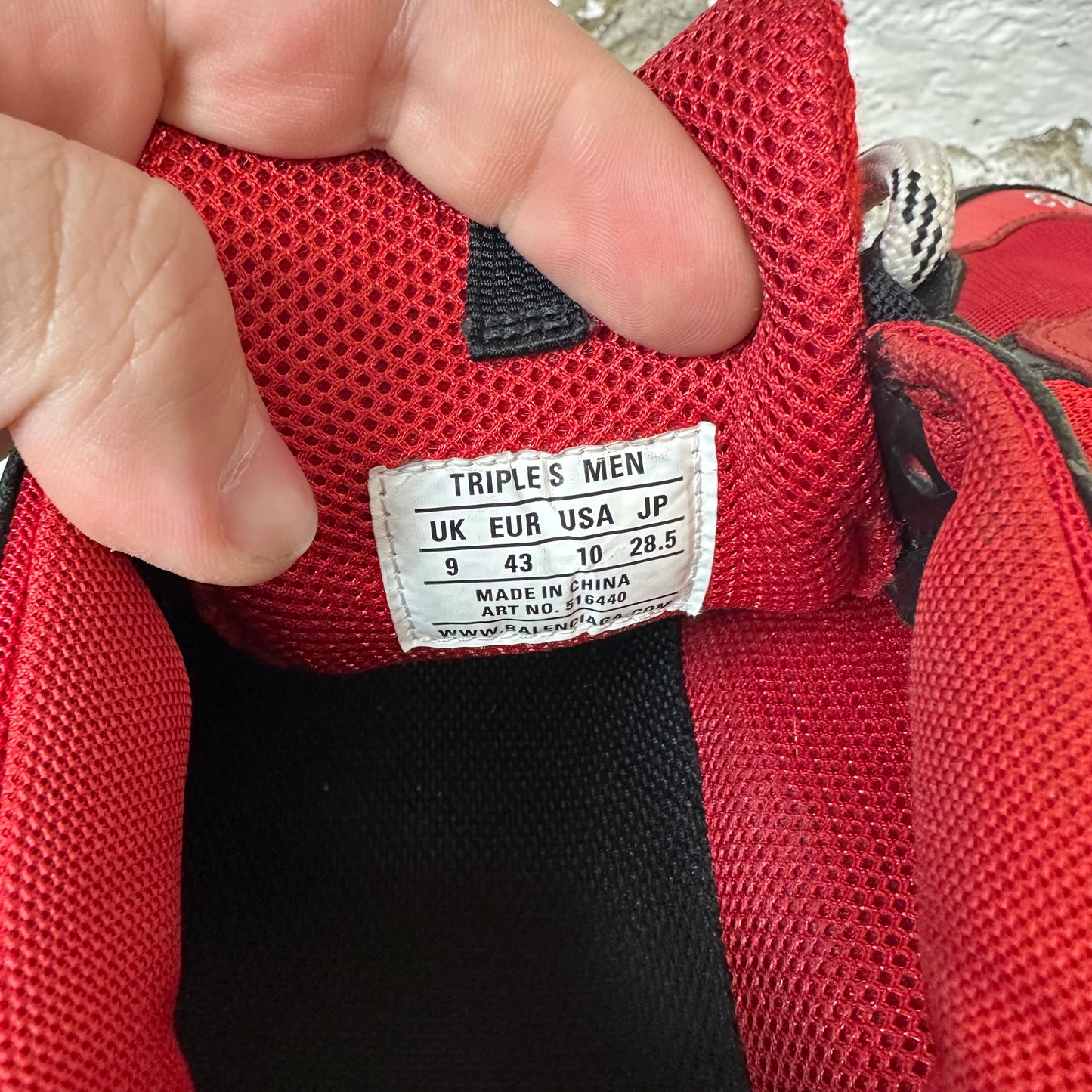Balenciaga Triple S Red Black Gray Sz 10 (43) No Box