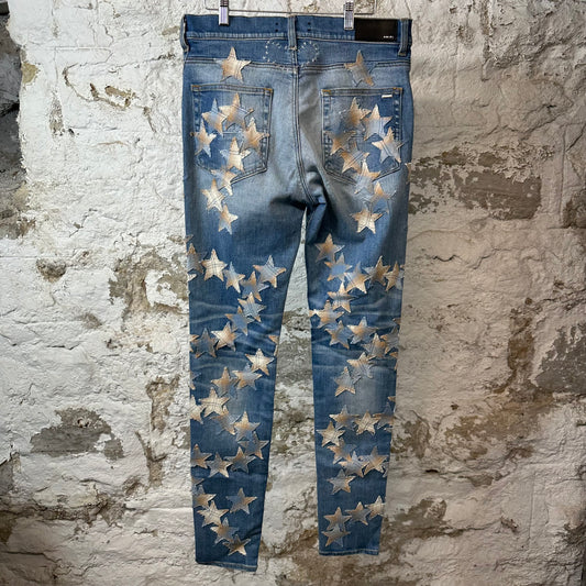 Amiri Chemist Blue Tan Star Blue Denim Jeans Sz 33 DS