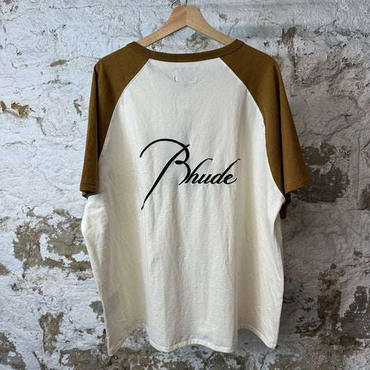 Rhude Brown White Raglan T-shirt Sz XL DS