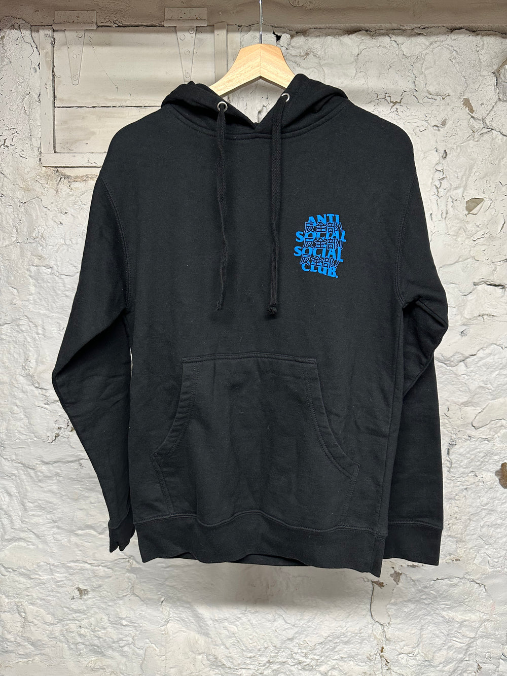 Anti Social Social Club Blue Logo Black Hoodie Sz S