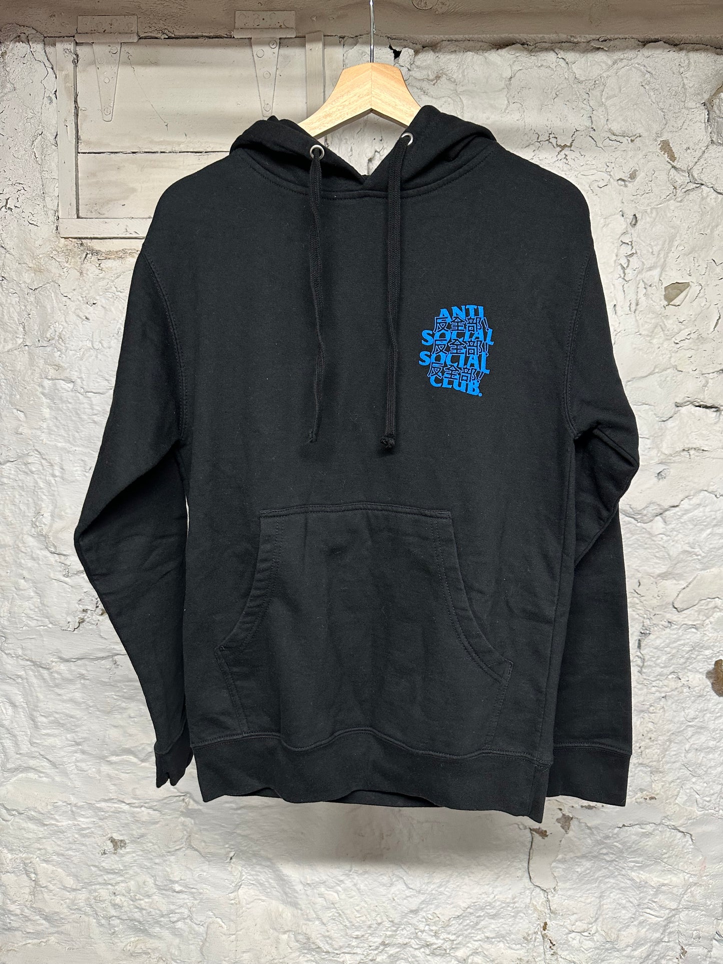 Anti Social Social Club Blue Logo Black Hoodie Sz S