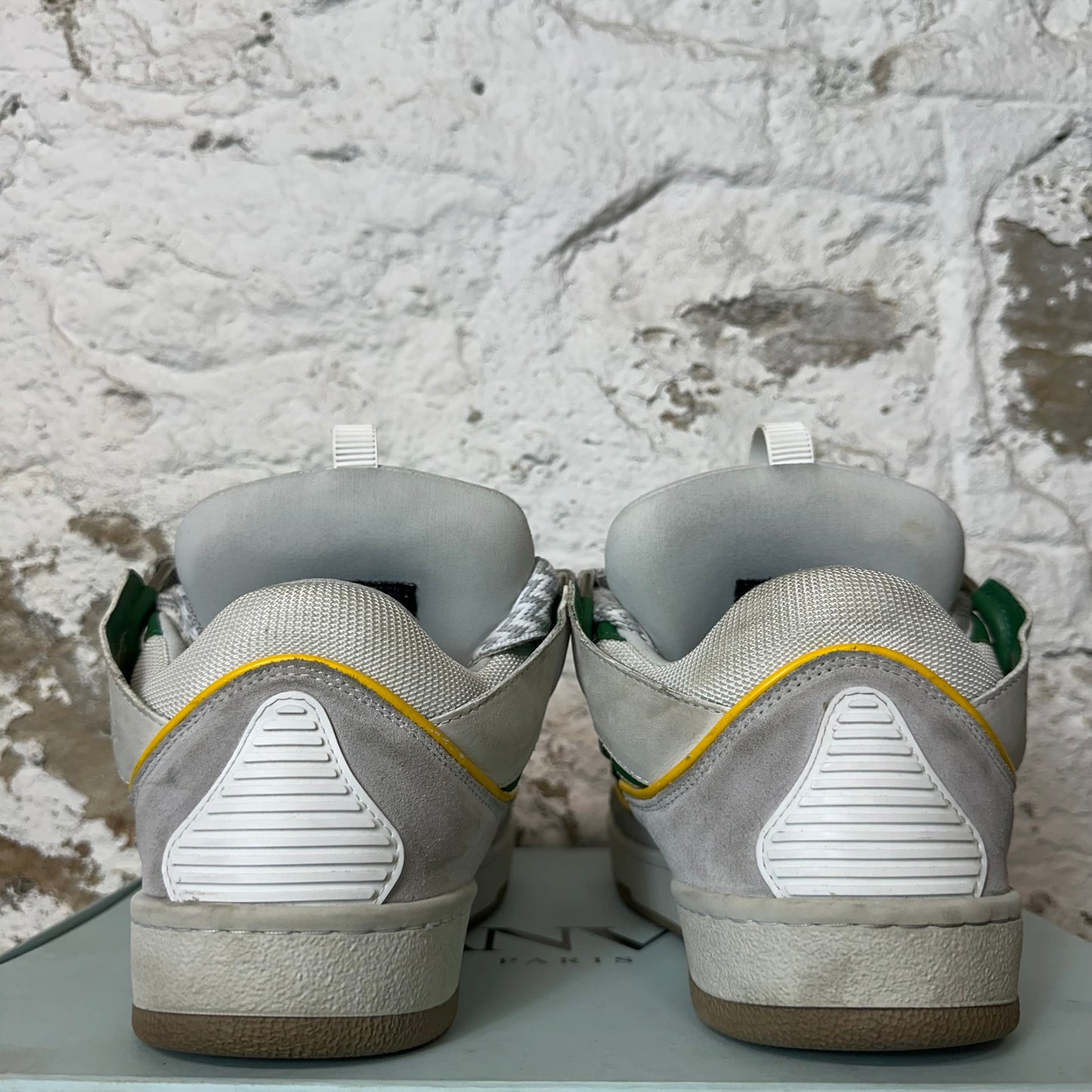 Lanvin Curb Gray White Lace Cream Sneaker Sz 11 (44)