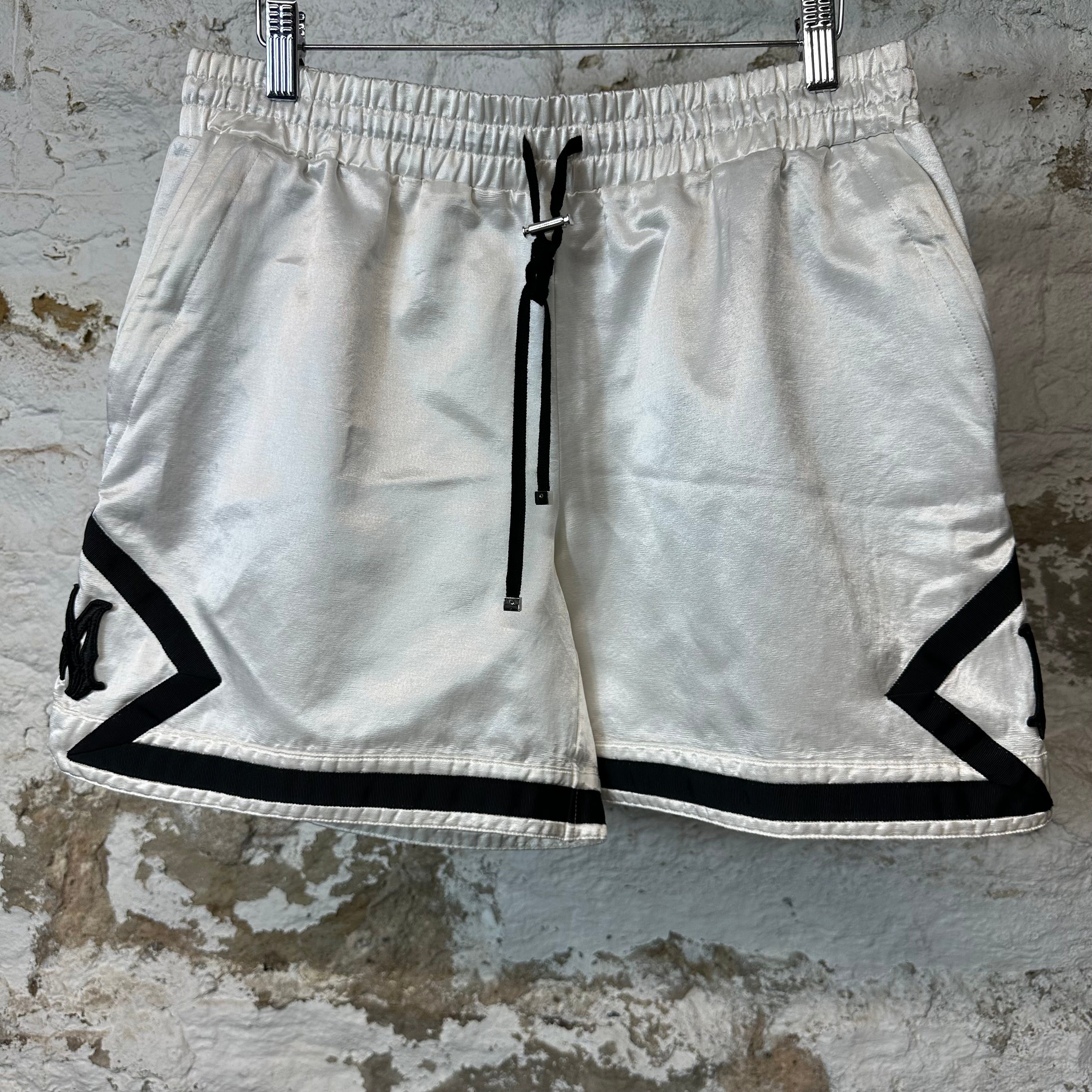 Amiri Black AM White Black Satin Shorts Sz L