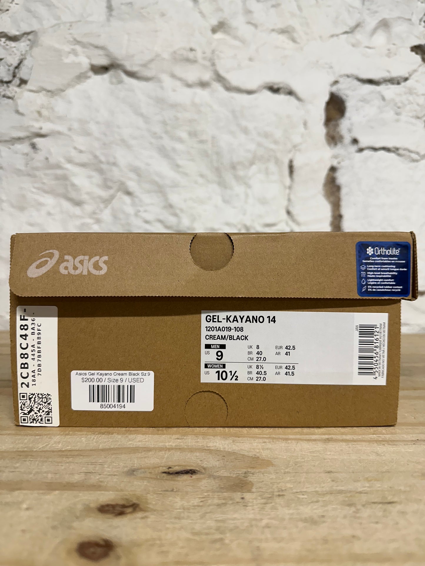Asics Gel-Kayano Cream Black Sz 9