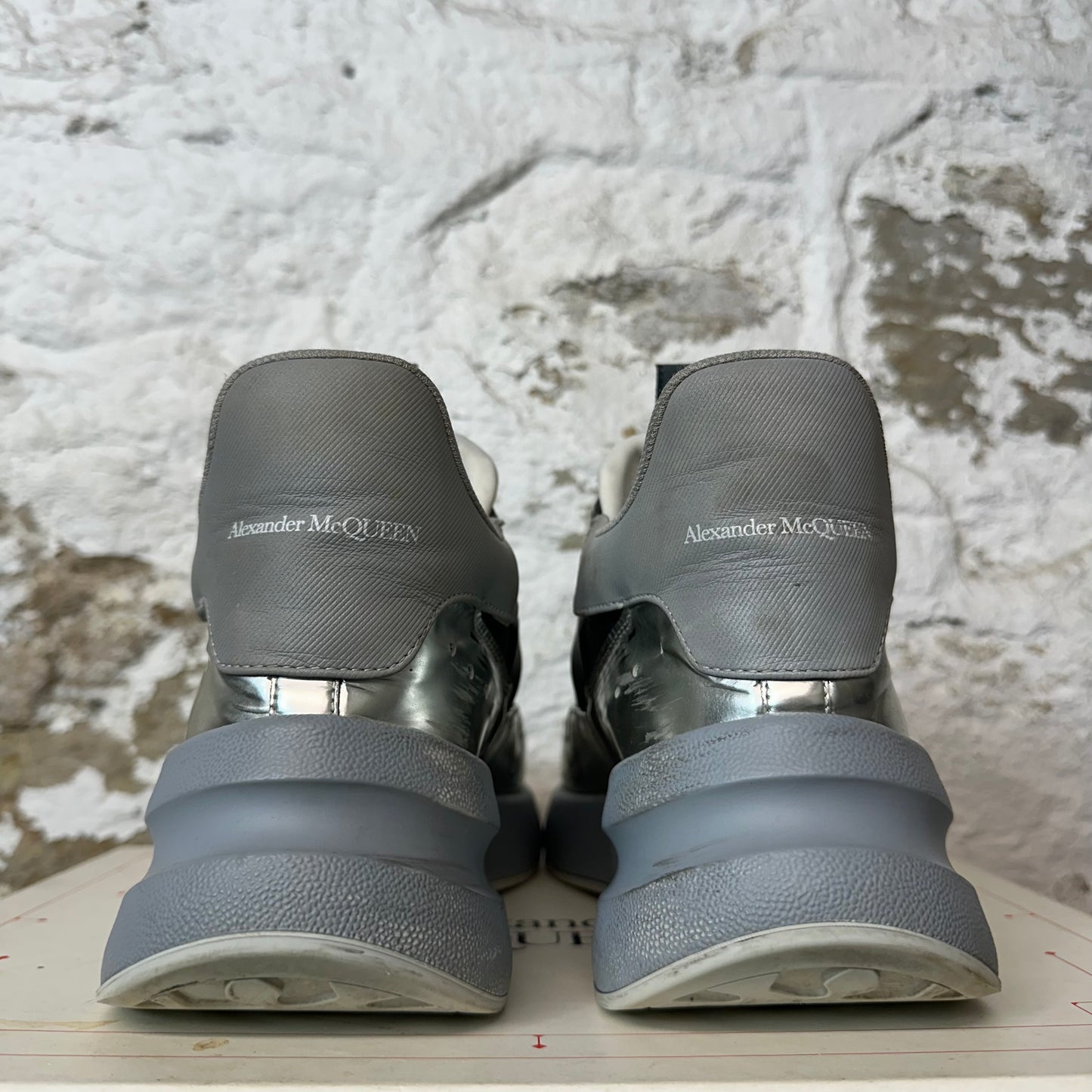 Alexander Mcqueen Black Silver Nappa Joy Sneaker Sz 9.5 (42.5)