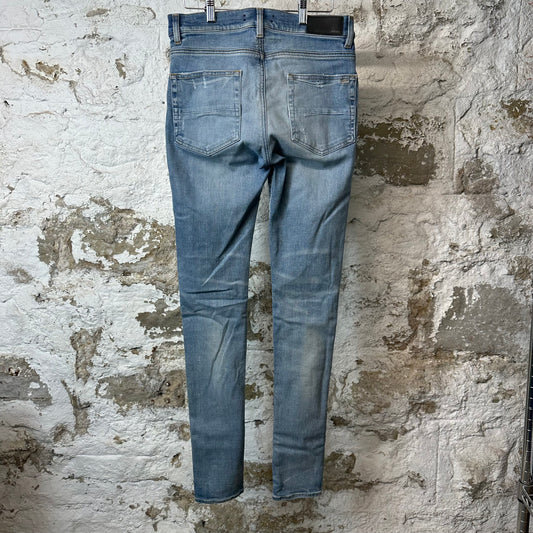 Amiri MX1 Grey Orange Plaid Blue Denim Jeans Sz 31