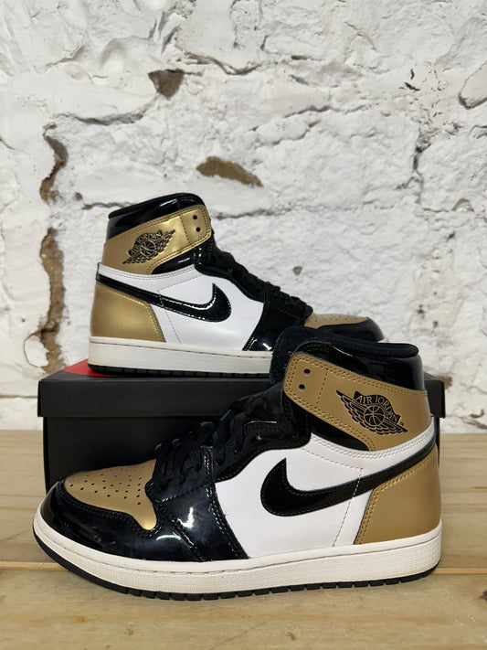 Air Jordan 1 High Patent Gold Toe Sz 9
