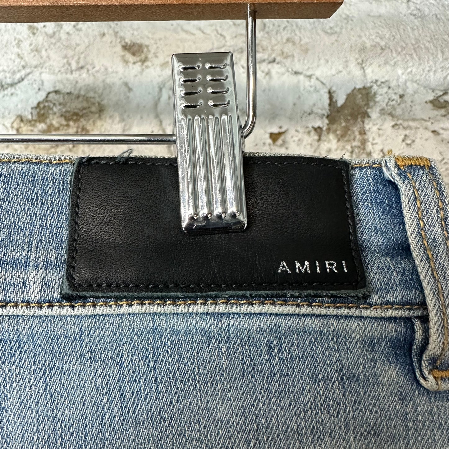 Amiri MX1 Light Blue Suede Blue Denim Jeans Sz 30