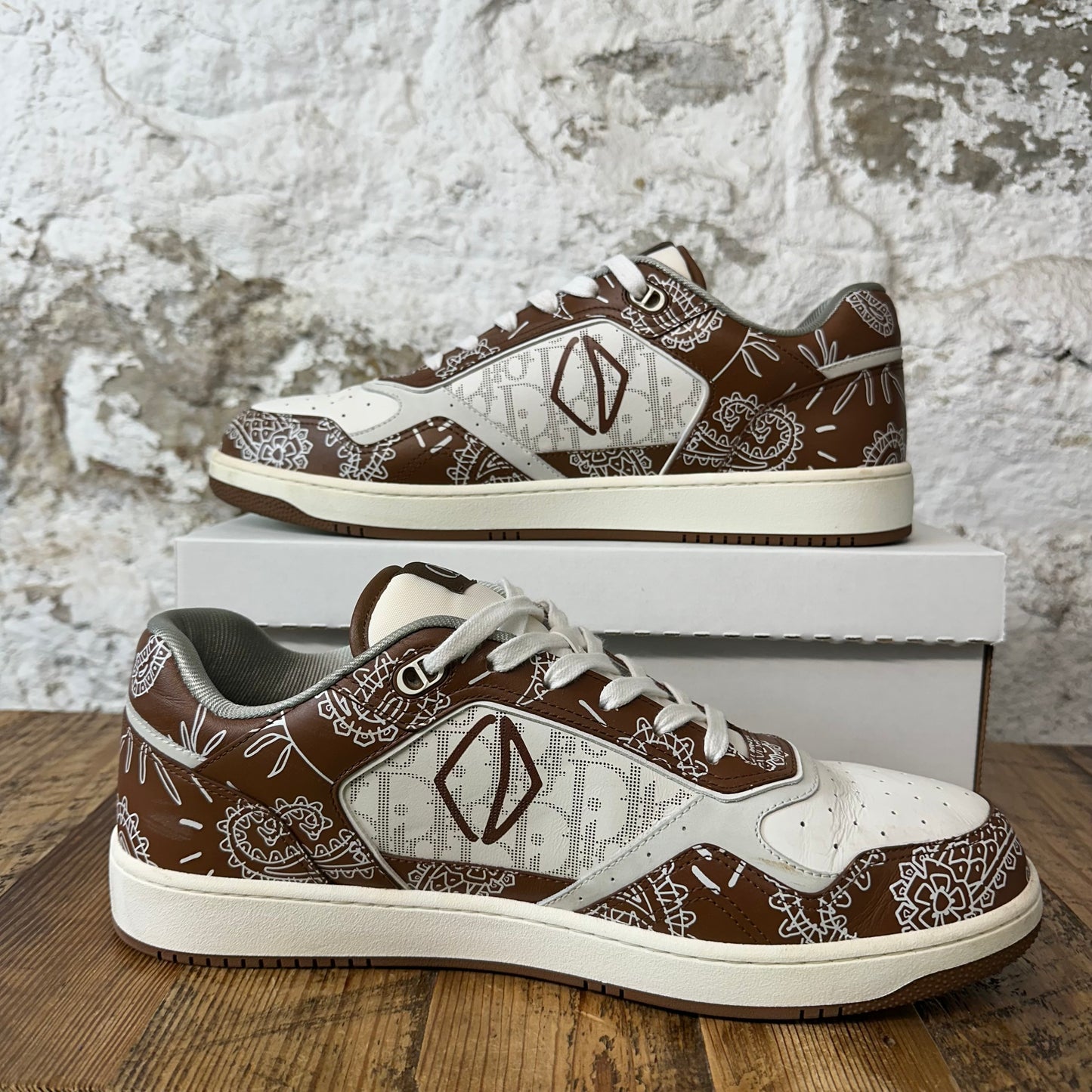 Dior B27 Low Brown Paisley White Sneaker Sz 15 (48) No Box