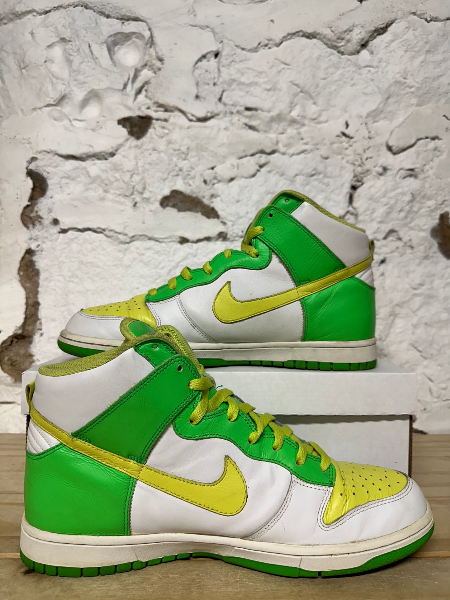 Nike Dunk High Premium White Green Yellow Sz 11.5