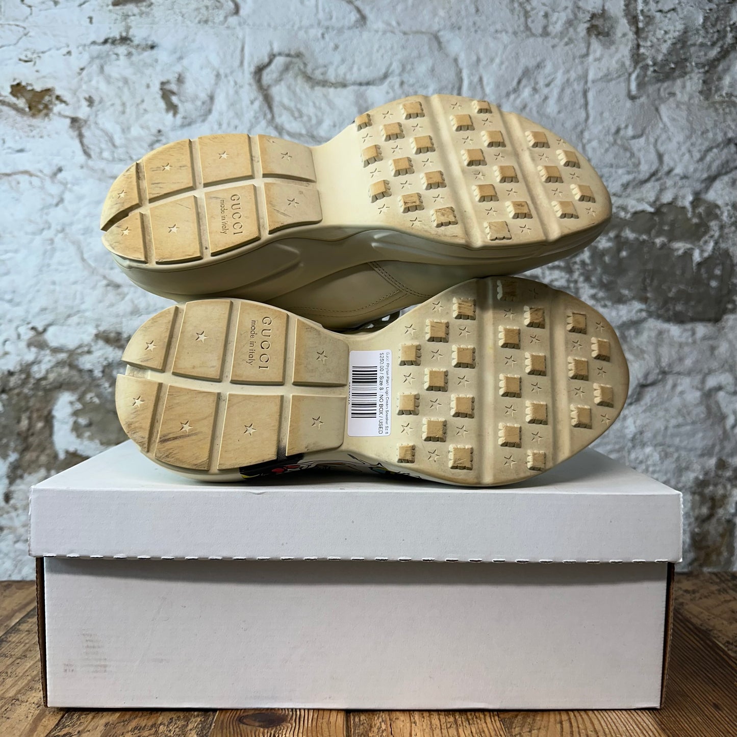 Gucci Rhyton Flash Logo Cream Sneaker Sz 8