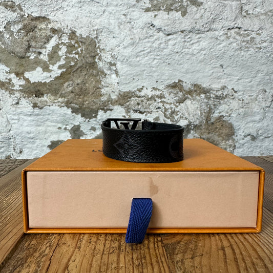 Louis Vuitton Graphite Hockenheim Bracelet Sz 19 W/ Box