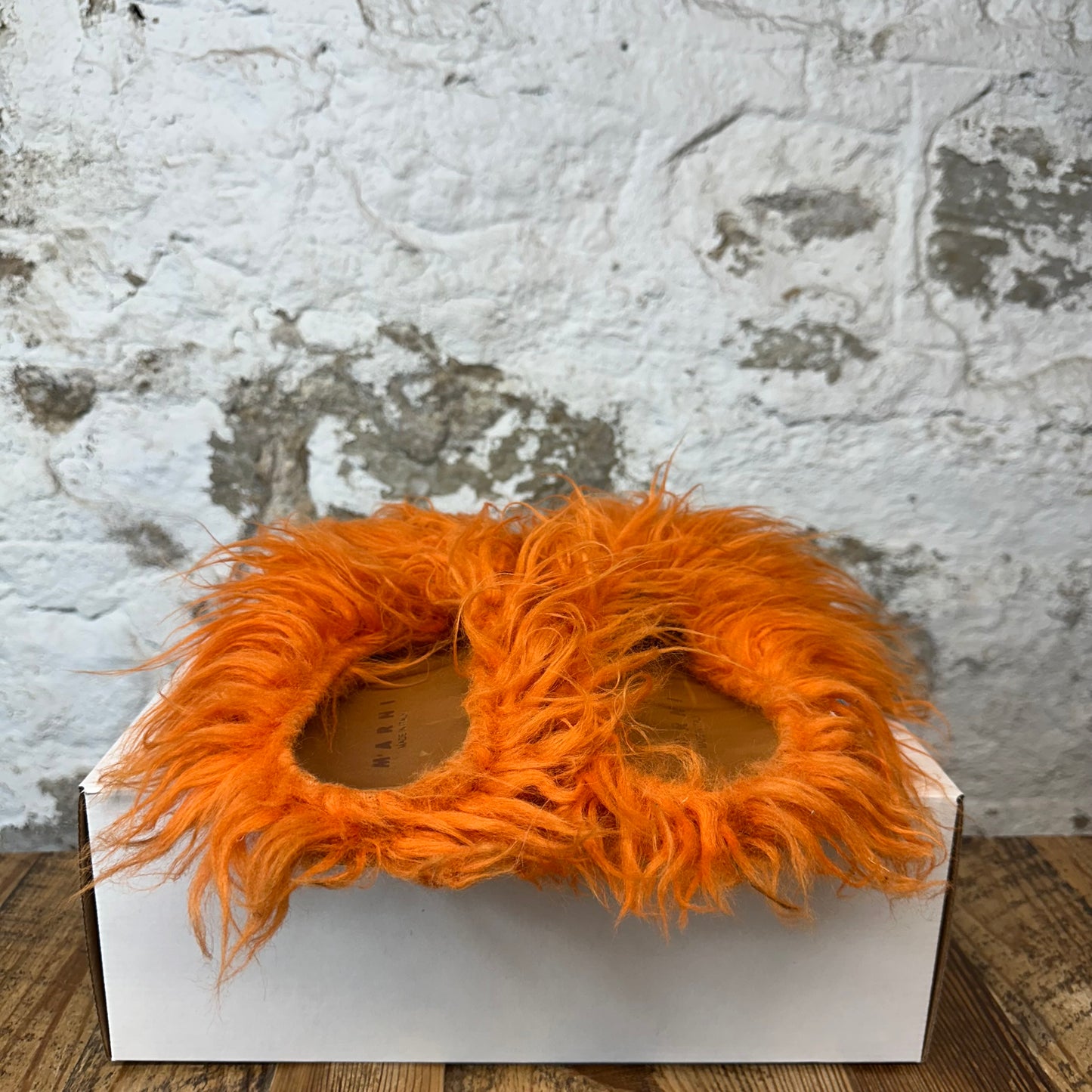 Marni Fussbett Sabot Orange Fur Mule Sz 10 (43)