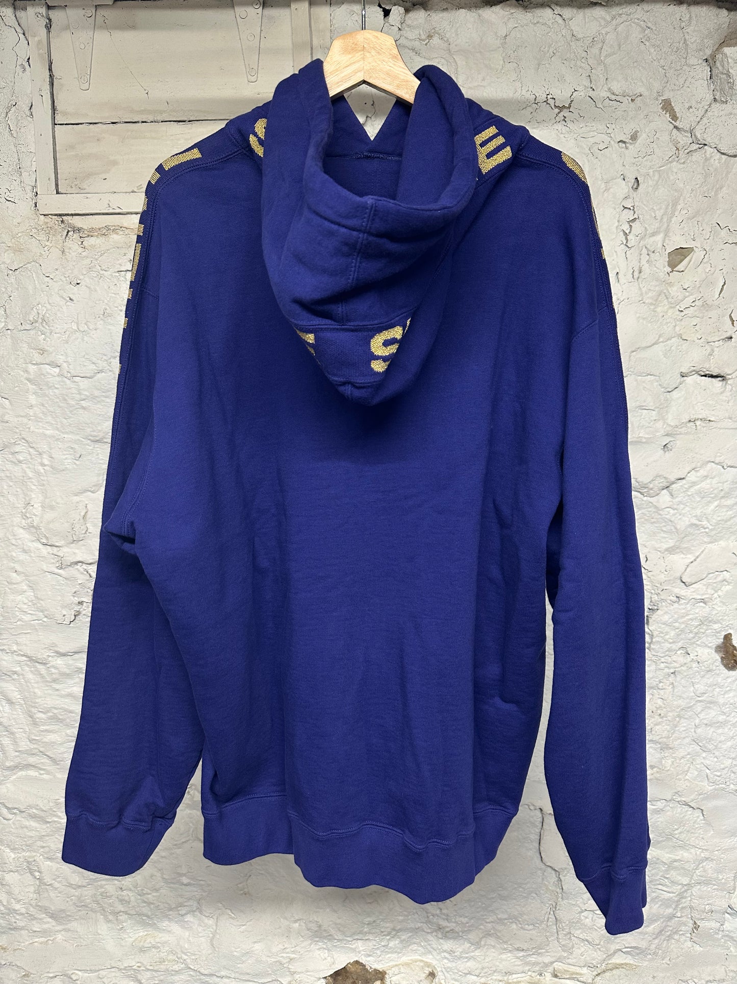 Supreme Purple Gold Sleeve Spellout Hoodie Sz XL