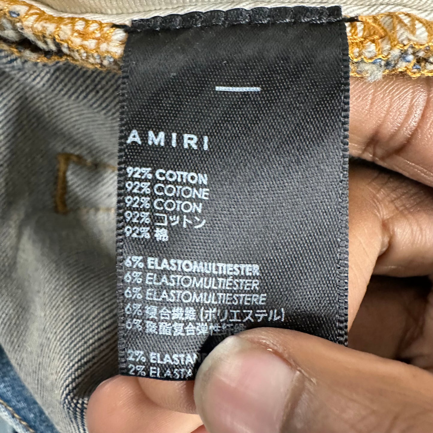 Amiri White Flower Print Blue Denim Jeans Sz 32