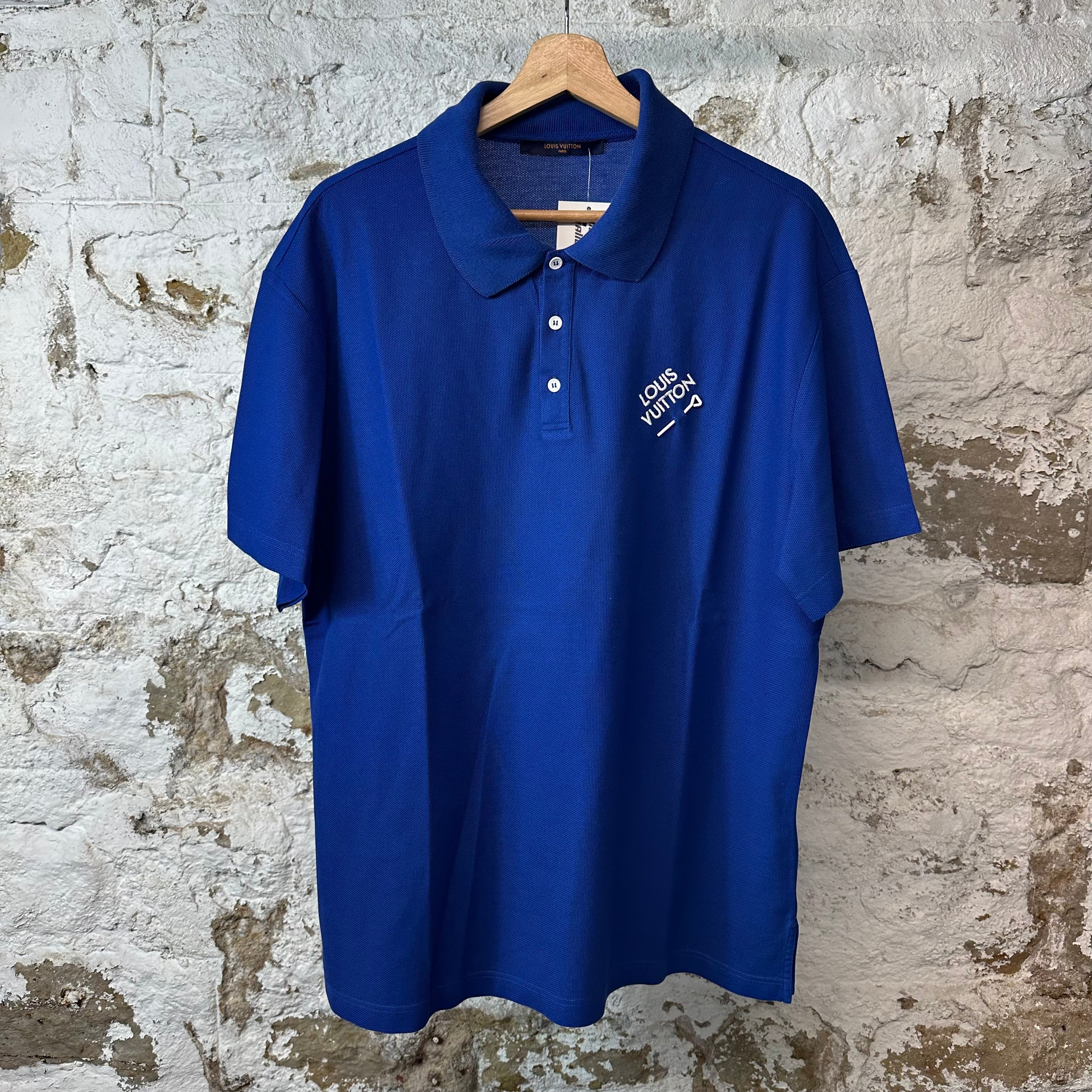 Louis Vuitton Pin Logo Blue Polo Shirt Sz XL