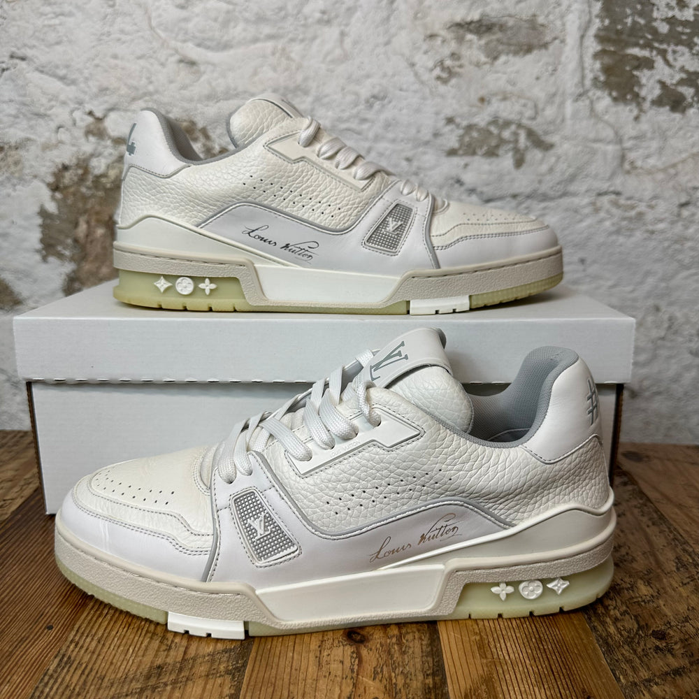 Louis Vuitton White Cream Trainer Sneaker Sz 8.5 (7LV) No Box
