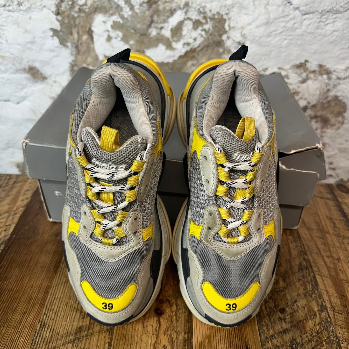 Balenciaga Triple S Gray Yellow Sz 6.5 (39)