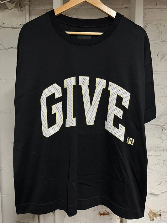 Givenchy Give Logo Black T-Shirt Sz L