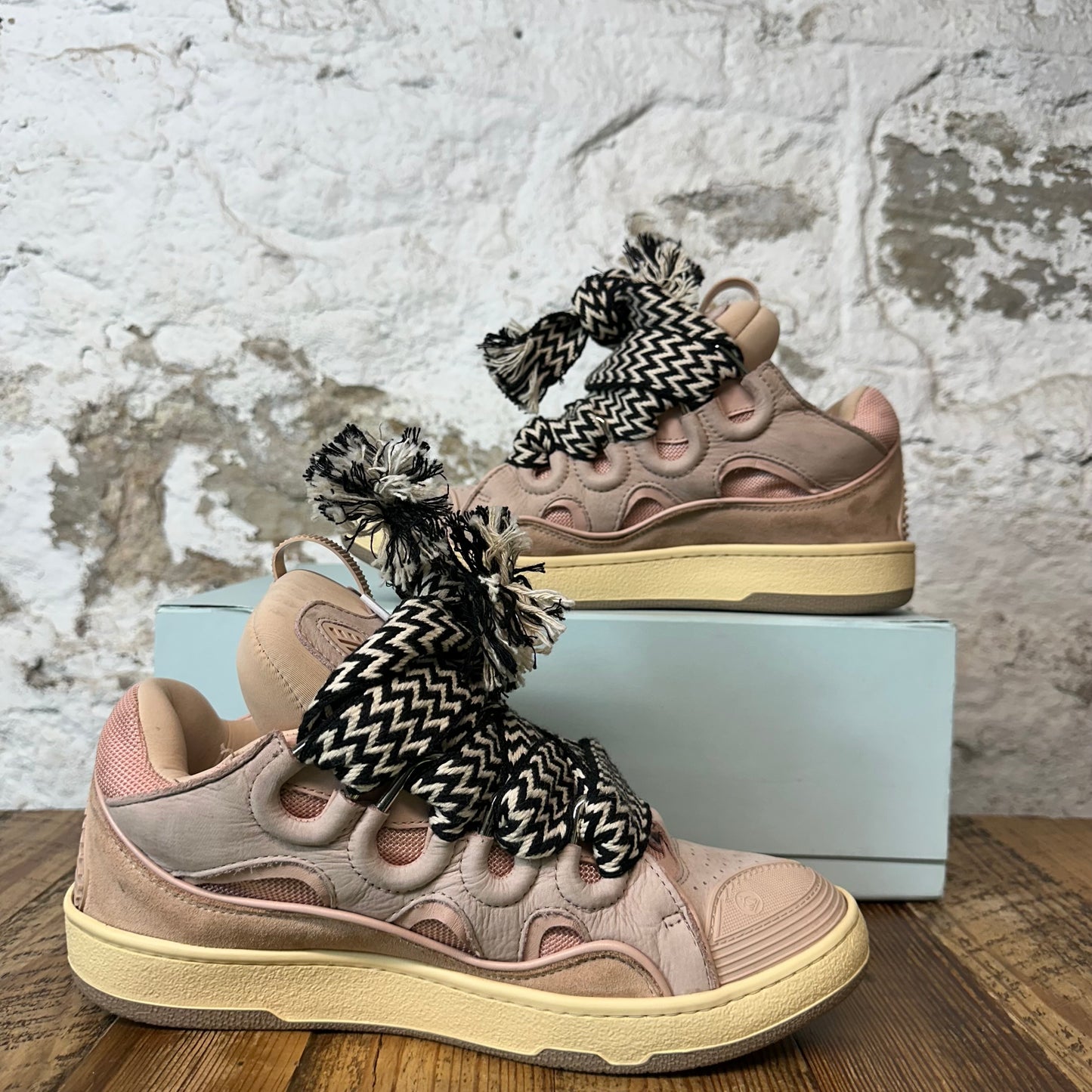 Lanvin Curb Black White Lace Pink Sneaker Sz 9 (42)