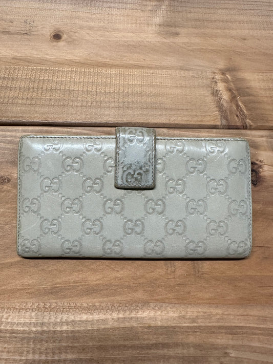Gucci White Embossed Long Wallet
