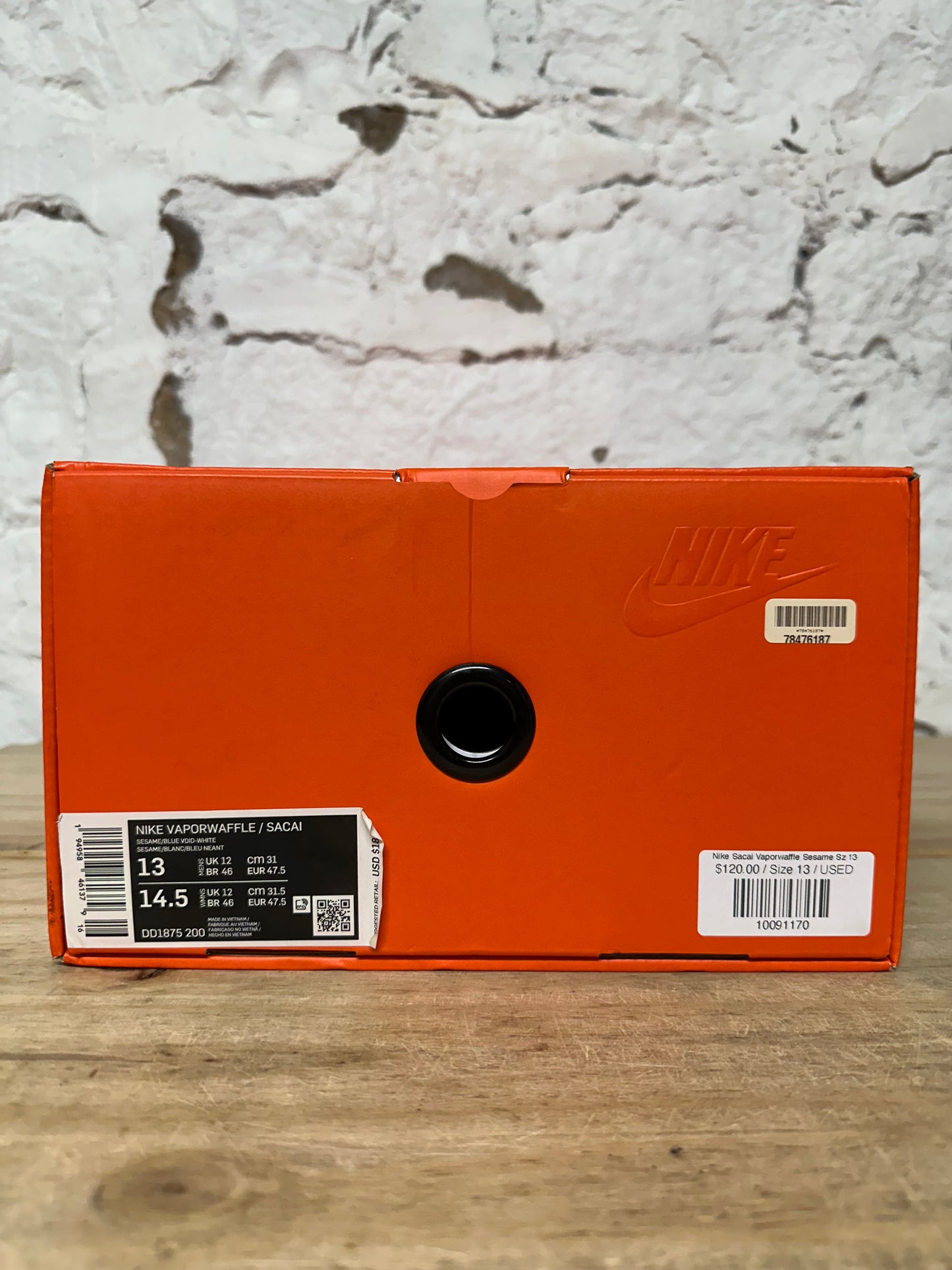 Nike Vaporwaffle Sacai Sesame Sz 13