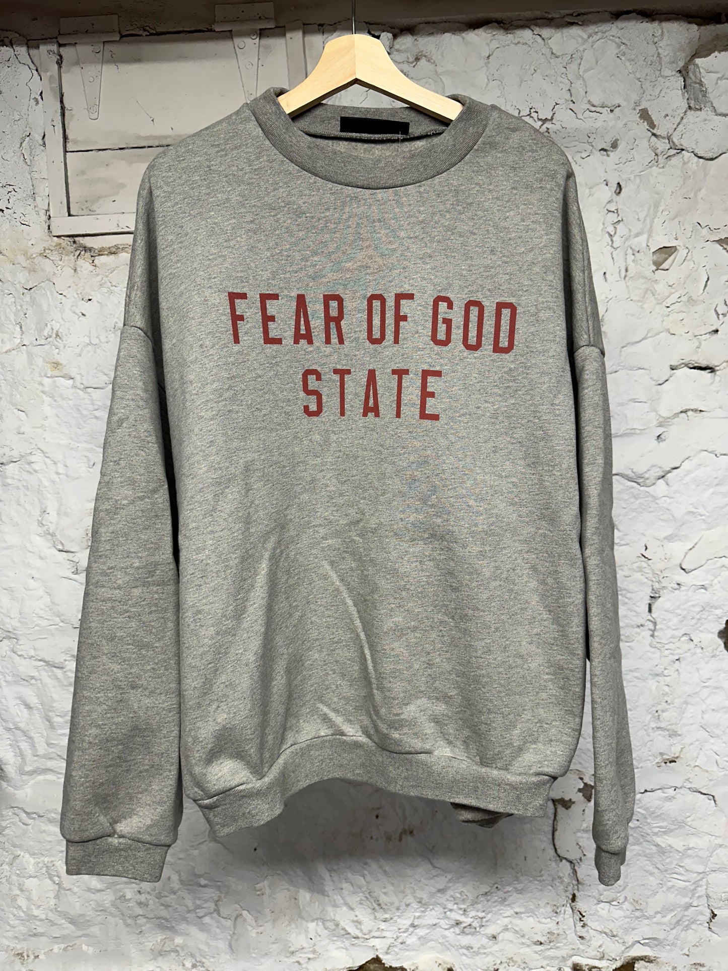Fear of God Essentials State Grey Red Crewneck Sz L