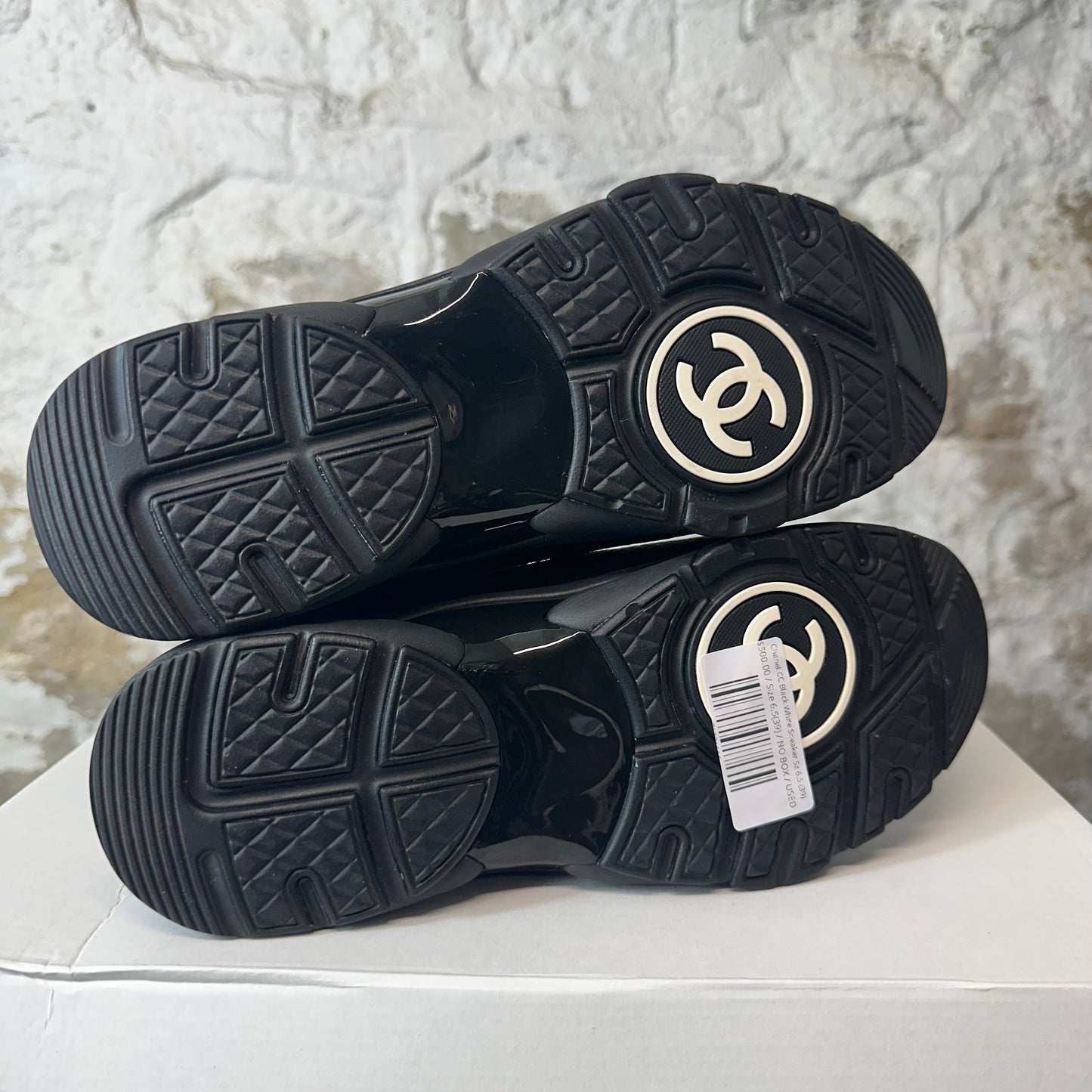Chanel CC Black White Sneaker Sz 6.5 (39)