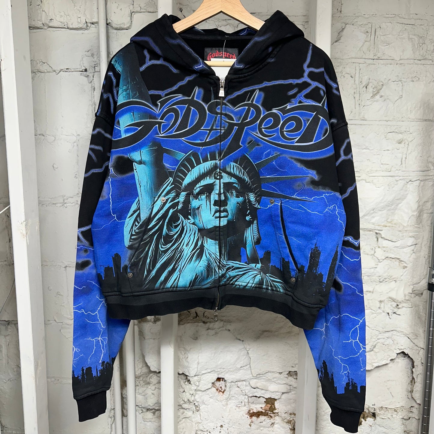 Godspeed Liberty Black Zip Up Hoodie Sz S