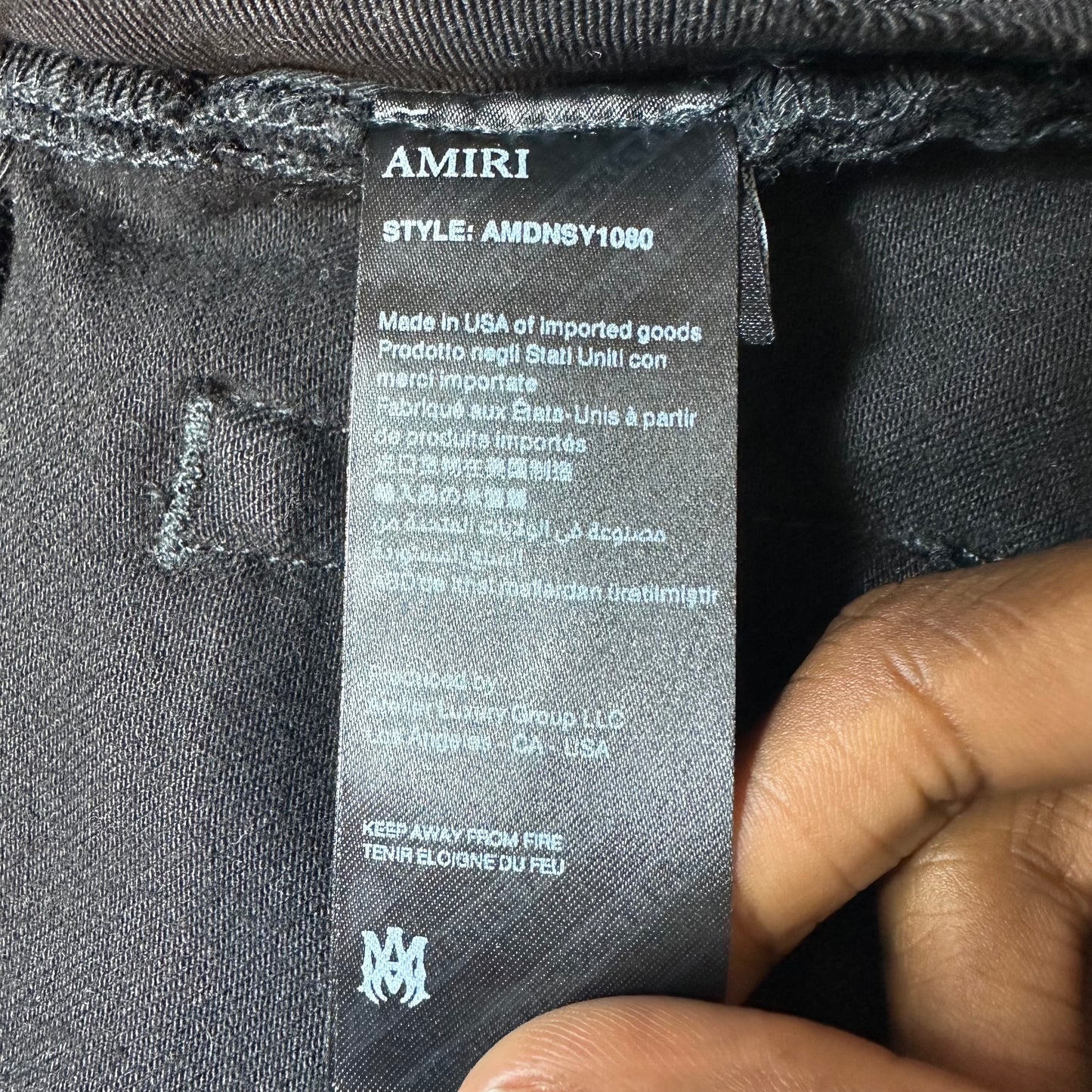 Amiri MX1 Cheetah Print Black Denim Jeans Sz 32