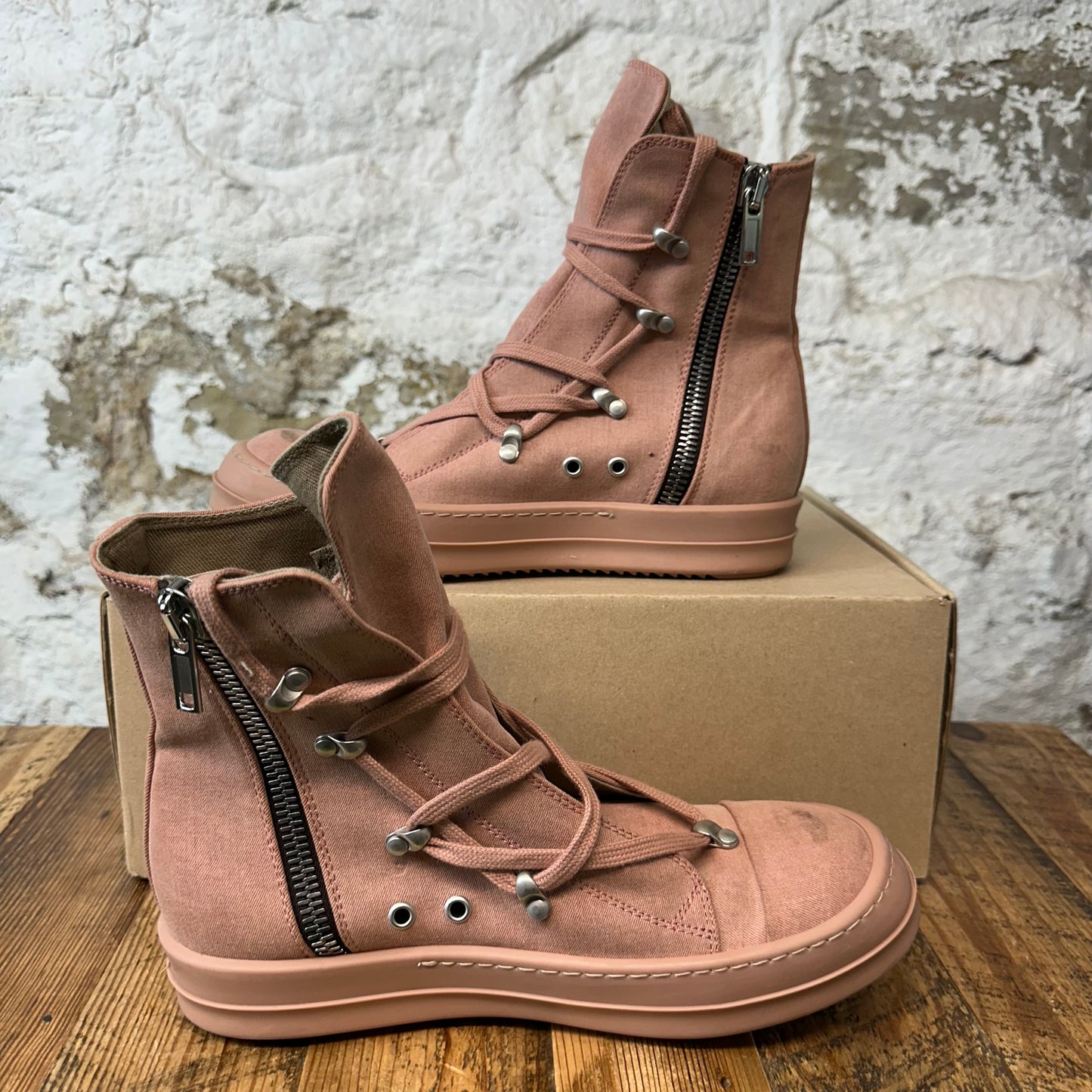 Rick Owens High Hexa Lace Dark Pink Sz 7.5 (40.5)