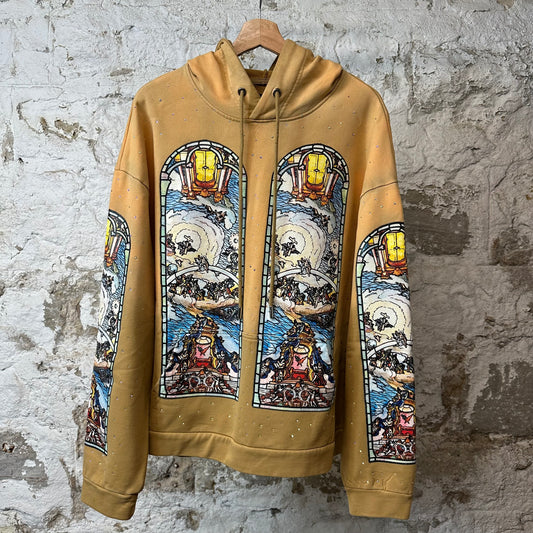 Who Decides War Stained Glass Crystal Hoodie Tan Sz S