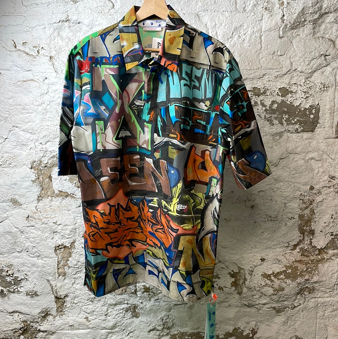 Off White Grafitti Button Up Shirt Sz L DS