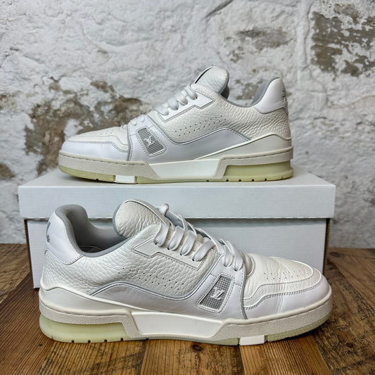 Louis Vuitton White Cream Trainer Sneaker Sz 8.5 (7LV) No Box