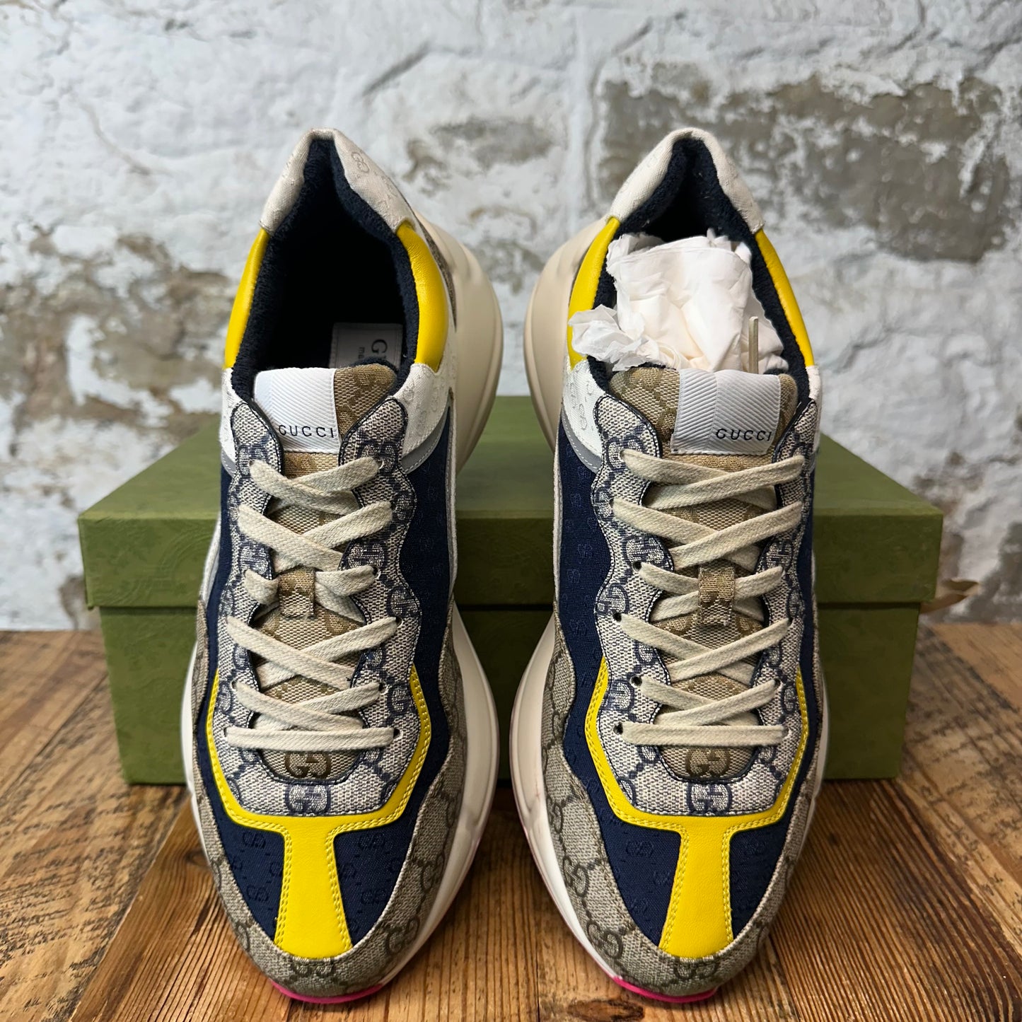Gucci Rhyton Multicolor GG Monogram White Sneaker Sz 9.5