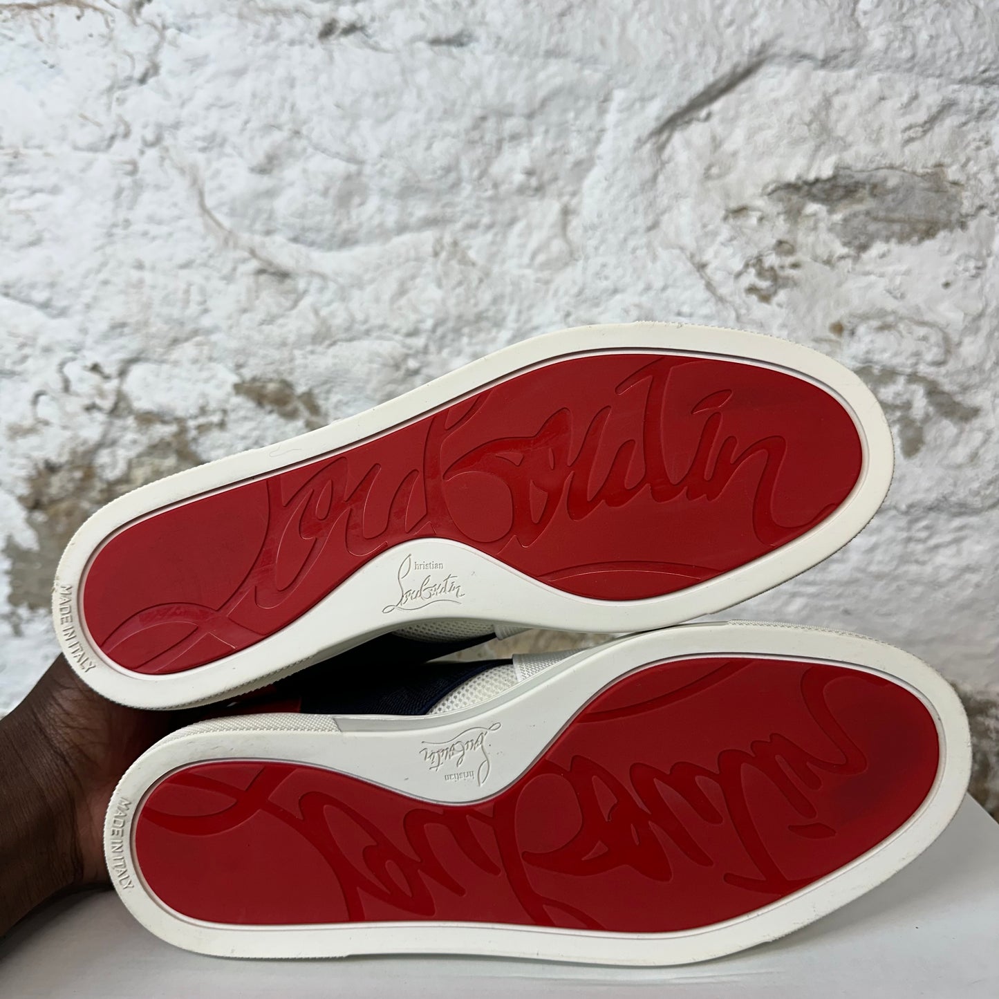 Christian Louboutin Navy Red White Spike Sneaker Sz 6 (38) No Box