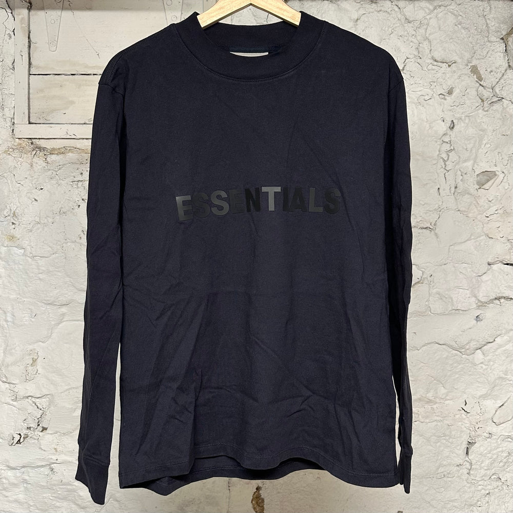 Fear of God Essentials Chest Spellout Navy L/S T-Shirt Sz XS