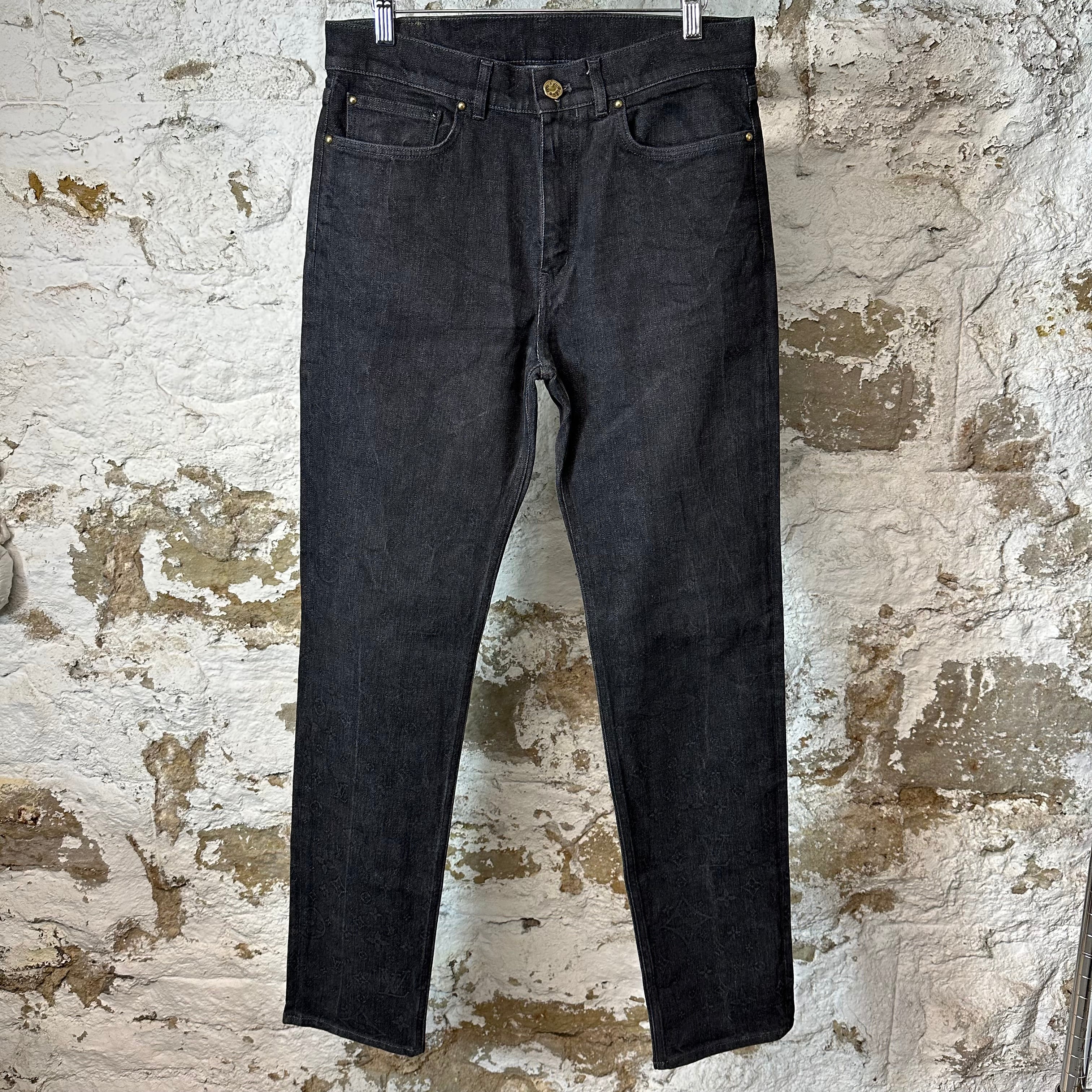 Louis Vuitton Dark Grey Monogram Denim Jeans Sz 30