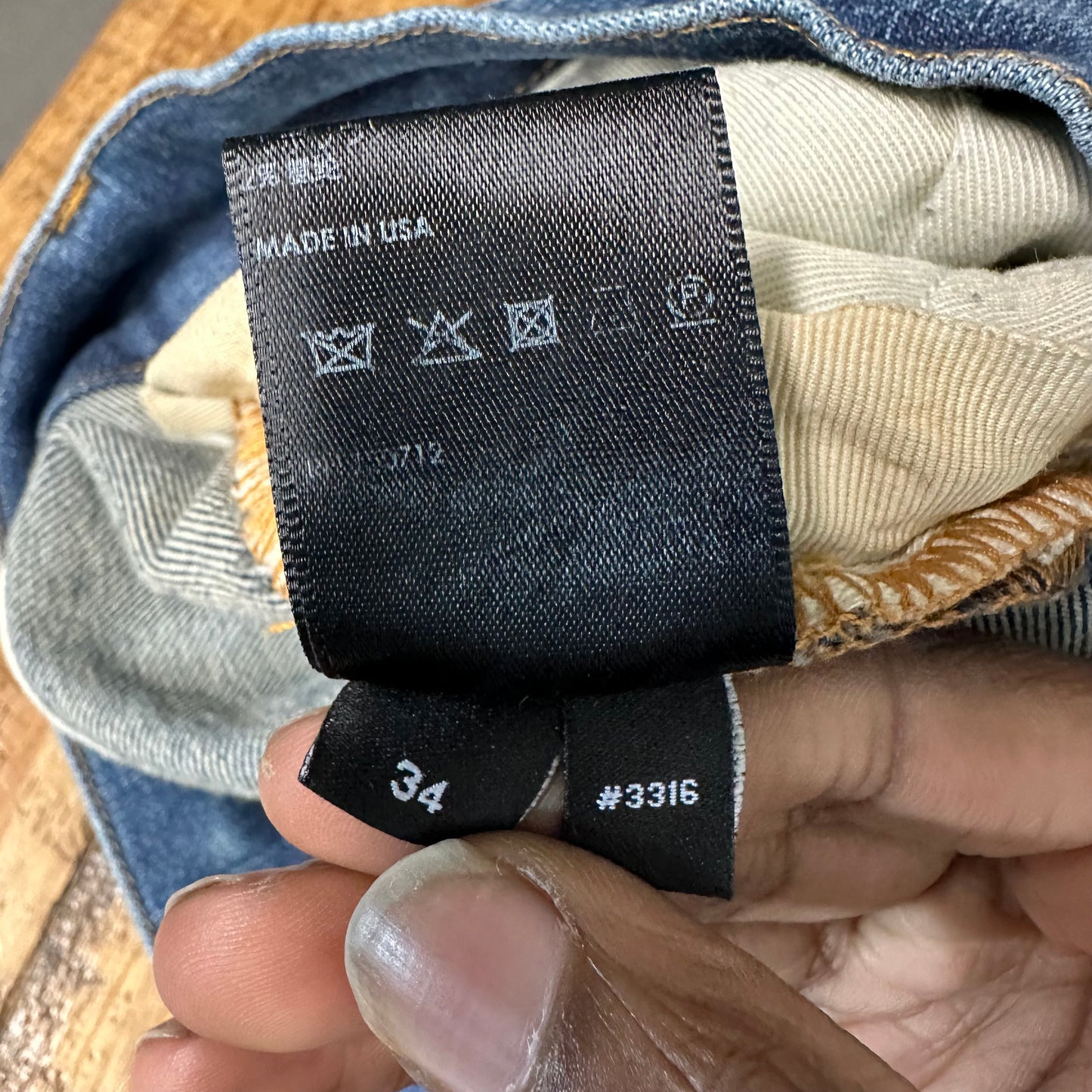 Amiri Satin Paisley Patches Dark Blue Denim Jeans Sz 34