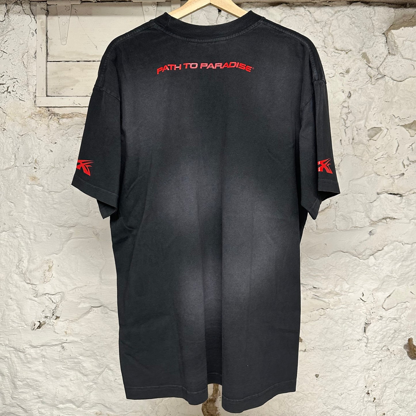 Hellstar Red Spellout Faded Black T-Shirt Sz M