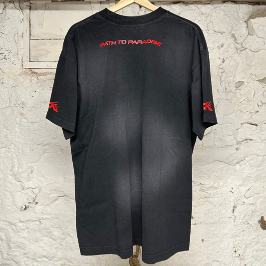 Hellstar Red Spellout Faded Black T-Shirt Sz M