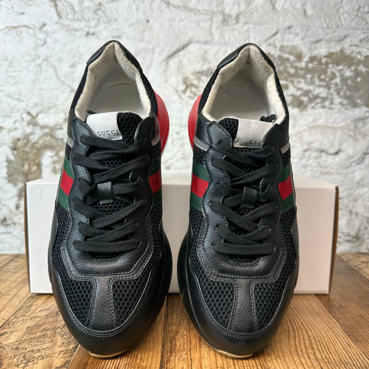 Gucci Rhtyon Black Red Green Sneaker Sz 8.5